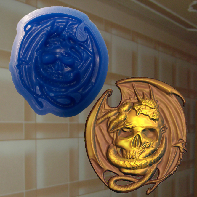 Ornament Relief Drache Totenkopf