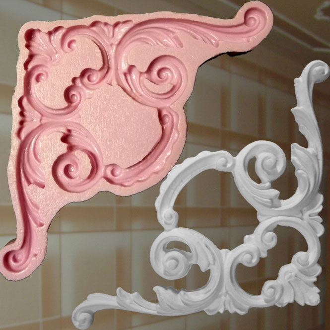 Ecke Gießform Stuck Verzierung Silikon Dekor Gips Ornament Relief Decken